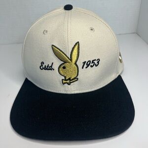 PLAYBOY Ivory & Black SnapBack Hat with Gold Logo